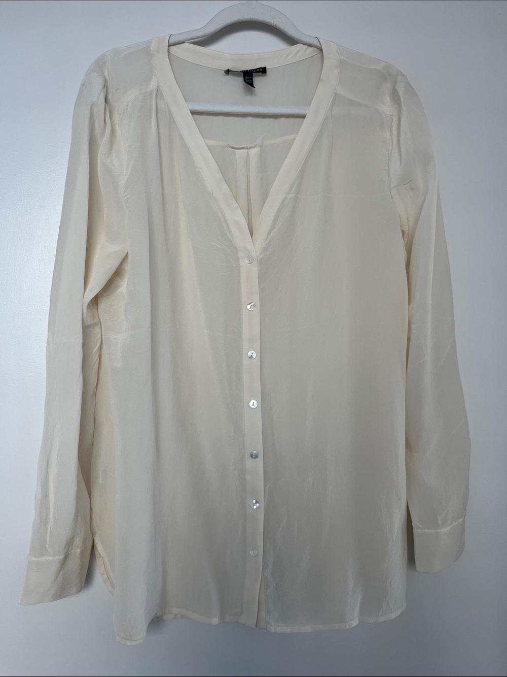 Eileen Fisher Silk V-Neck Button-Front Blouse